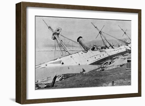 H.M Sloop Phoenix Driven Ashore by the Hong Kong Typhoon, Illustration from-English Photographer-Framed Photographic Print