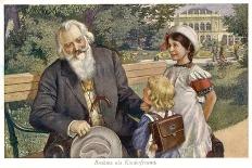 Johannes Brahms German Musician with Child Friends-H. Schubert-Art Print