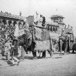 An Elephant Procession Passing Jumma Masjid, Delhi, India, 1900s-H & Son Hands-Framed Giclee Print