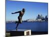 H W Jerome Statue with the City Skyline of Vancouver in the Background, British Columbia, Canada-Hans Peter Merten-Mounted Photographic Print