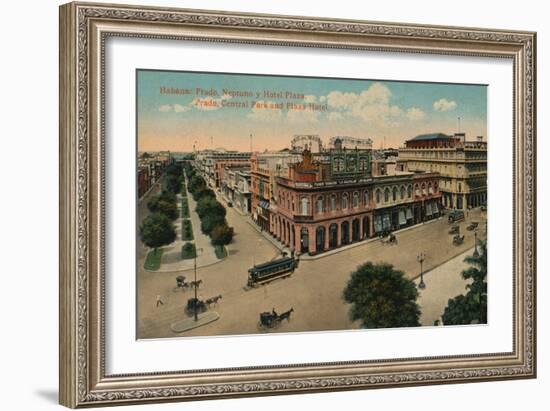 Habana: Prado, Neptuno y Hotel Plaza. Prado, Central Park and Plaza Hotel, c1910-Unknown-Framed Giclee Print