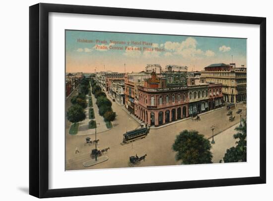 Habana: Prado, Neptuno y Hotel Plaza. Prado, Central Park and Plaza Hotel, c1910-Unknown-Framed Giclee Print