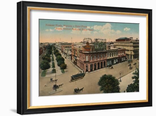 Habana: Prado, Neptuno y Hotel Plaza. Prado, Central Park and Plaza Hotel, c1910-Unknown-Framed Giclee Print