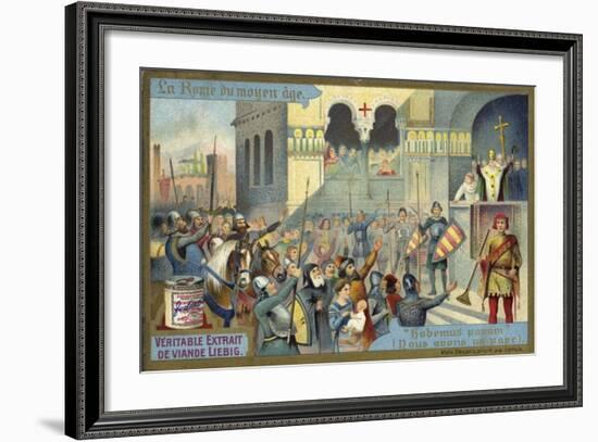 "Habemus Papam", Election of a New Pope, Rome, Middle Ages-null-Framed Giclee Print