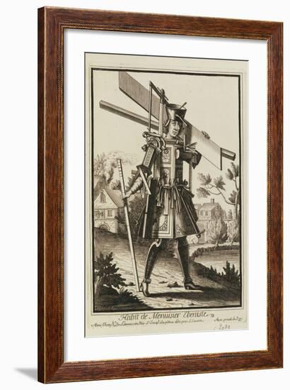 Habit De Menuisier Ebeniste (Imaginary Costume of a Cabinet Maker with the Tools of His Trade)-Nicolas II de Larmessin-Framed Giclee Print