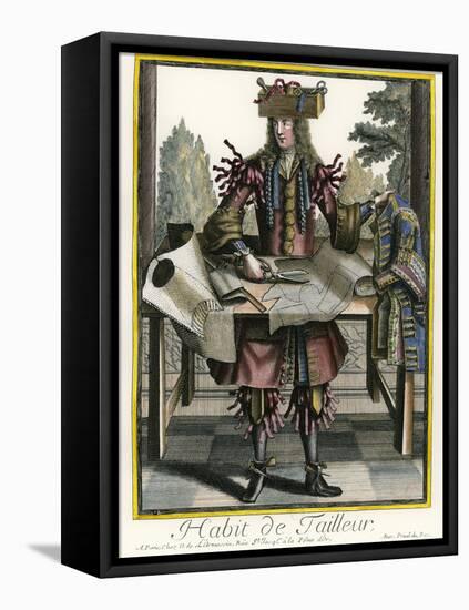 Habit de Tailleur (Fantasy costume of a Men's Tailor with Attributes of His Trade)-Nicolas II de Larmessin-Framed Premier Image Canvas