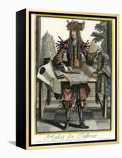 Habit de Tailleur (Fantasy costume of a Men's Tailor with Attributes of His Trade)-Nicolas II de Larmessin-Framed Premier Image Canvas