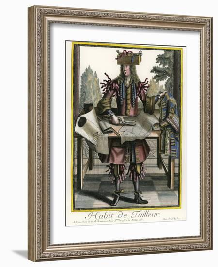 Habit de Tailleur (Fantasy costume of a Men's Tailor with Attributes of His Trade)-Nicolas II de Larmessin-Framed Giclee Print