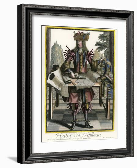 Habit de Tailleur (Fantasy costume of a Men's Tailor with Attributes of His Trade)-Nicolas II de Larmessin-Framed Giclee Print