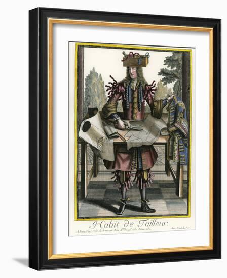 Habit de Tailleur (Fantasy costume of a Men's Tailor with Attributes of His Trade)-Nicolas II de Larmessin-Framed Giclee Print