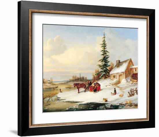 Habitants by a Frozen River-Cornelius Krieghoff-Framed Art Print