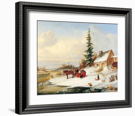 Habitants by a Frozen River-Cornelius Krieghoff-Framed Art Print