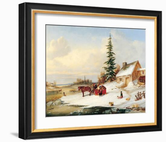 Habitants by a Frozen River-Cornelius Krieghoff-Framed Art Print