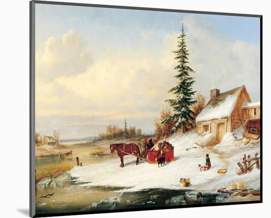 Habitants by a Frozen River-Cornelius Krieghoff-Mounted Art Print