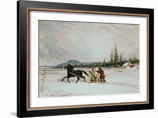 Habitants Sleighing, c.1855-Cornelius Krieghoff-Framed Giclee Print