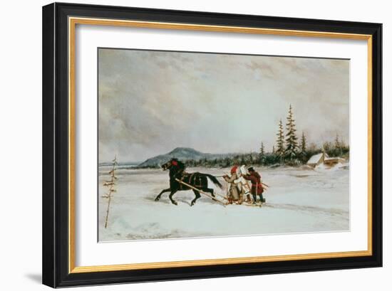 Habitants Sleighing, c.1855-Cornelius Krieghoff-Framed Giclee Print