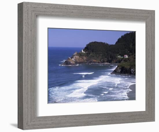 Haceta Head Lighthouse, Pacific Coast, Oregon, USA-Charles Gurche-Framed Photographic Print