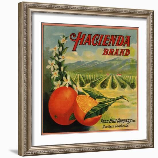 Hacienda Brand - California - Citrus Crate Label-Lantern Press-Framed Art Print