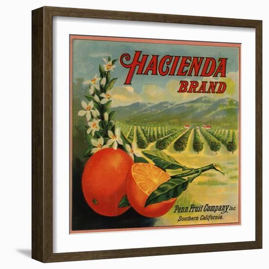 Hacienda Brand - California - Citrus Crate Label-Lantern Press-Framed Art Print