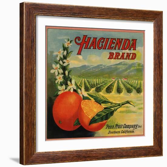 Hacienda Brand - California - Citrus Crate Label-Lantern Press-Framed Art Print