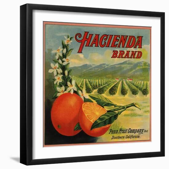 Hacienda Brand - California - Citrus Crate Label-Lantern Press-Framed Art Print