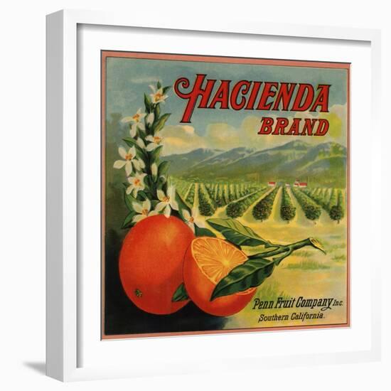 Hacienda Brand - California - Citrus Crate Label-Lantern Press-Framed Art Print