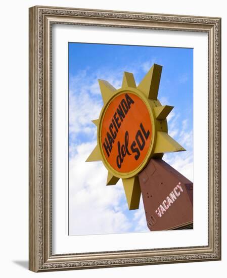 Hacienda Del Sol Motel Sign, Borrego Springs, California, USA-Nancy & Steve Ross-Framed Photographic Print