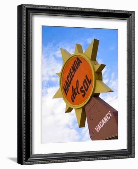 Hacienda Del Sol Motel Sign, Borrego Springs, California, USA-Nancy & Steve Ross-Framed Photographic Print