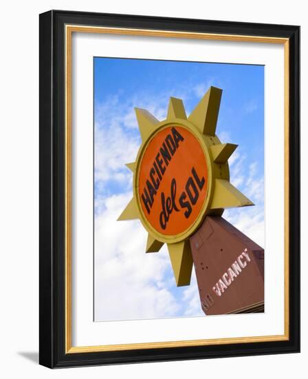 Hacienda Del Sol Motel Sign, Borrego Springs, California, USA-Nancy & Steve Ross-Framed Photographic Print