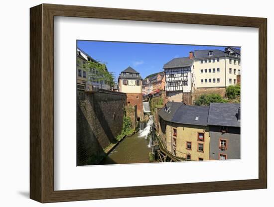 Hackenberg Mill with Leukbach Waterfall and Mill Museum, Saarburg on River Saar, Rhineland-Palatina-Hans-Peter Merten-Framed Photographic Print