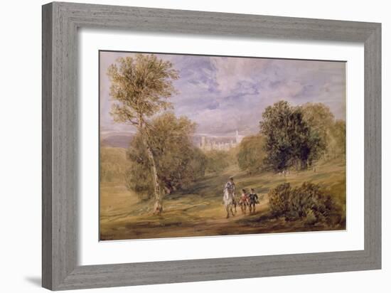 Haddon Hall from the Park, 1831 (W/C over Pencil on Paper)-David Cox-Framed Giclee Print