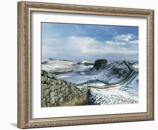 Hadrian's Wall, Unesco World Heritage Site, in Snowy Landscape, Northumberland, England-Adam Woolfitt-Framed Photographic Print