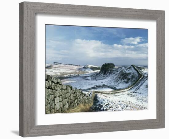 Hadrian's Wall, Unesco World Heritage Site, in Snowy Landscape, Northumberland, England-Adam Woolfitt-Framed Photographic Print