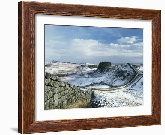 Hadrian's Wall, Unesco World Heritage Site, in Snowy Landscape, Northumberland, England-Adam Woolfitt-Framed Photographic Print