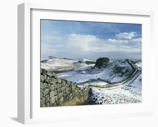 Hadrian's Wall, Unesco World Heritage Site, in Snowy Landscape, Northumberland, England-Adam Woolfitt-Framed Photographic Print