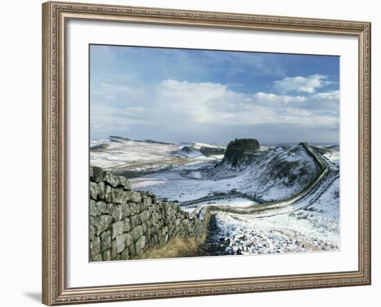 Hadrian's Wall, Unesco World Heritage Site, in Snowy Landscape, Northumberland, England-Adam Woolfitt-Framed Photographic Print