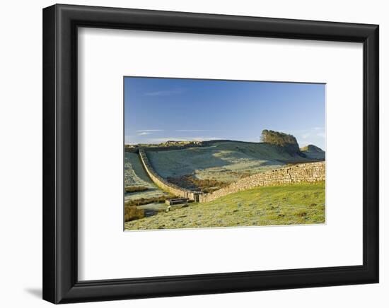 Hadrians Wall with Civilian Gate, a Unique Feature, and Housesteads Fort, Northumbria, England-James Emmerson-Framed Photographic Print