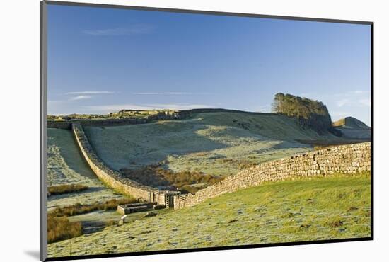 Hadrians Wall with Civilian Gate, a Unique Feature, and Housesteads Fort, Northumbria, England-James Emmerson-Mounted Photographic Print