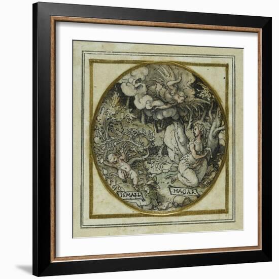 Hagar and Ishmael - Design for a Pendant or Hat Badge, C.1532-43-Hans Holbein the Younger-Framed Giclee Print