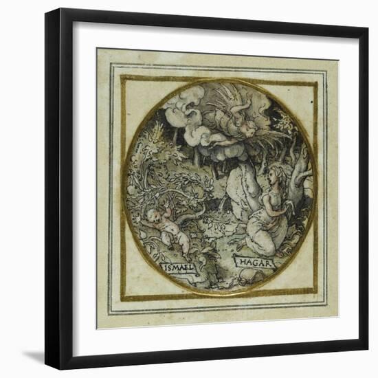 Hagar and Ishmael - Design for a Pendant or Hat Badge, C.1532-43-Hans Holbein the Younger-Framed Giclee Print