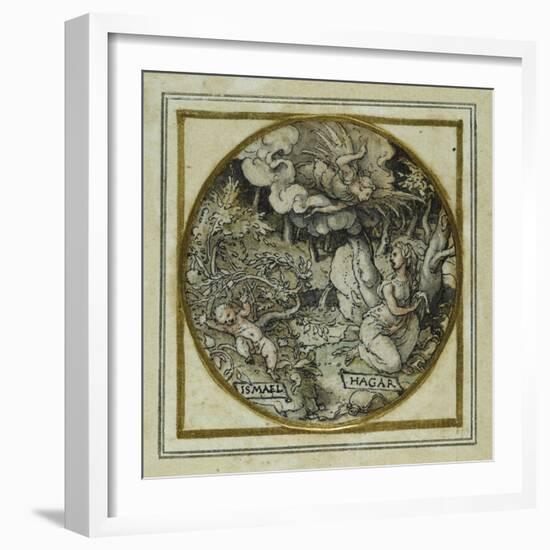 Hagar and Ishmael - Design for a Pendant or Hat Badge, C.1532-43-Hans Holbein the Younger-Framed Giclee Print