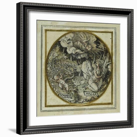 Hagar and Ishmael - Design for a Pendant or Hat Badge, C.1532-43-Hans Holbein the Younger-Framed Giclee Print