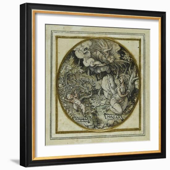 Hagar and Ishmael - Design for a Pendant or Hat Badge, C.1532-43-Hans Holbein the Younger-Framed Giclee Print