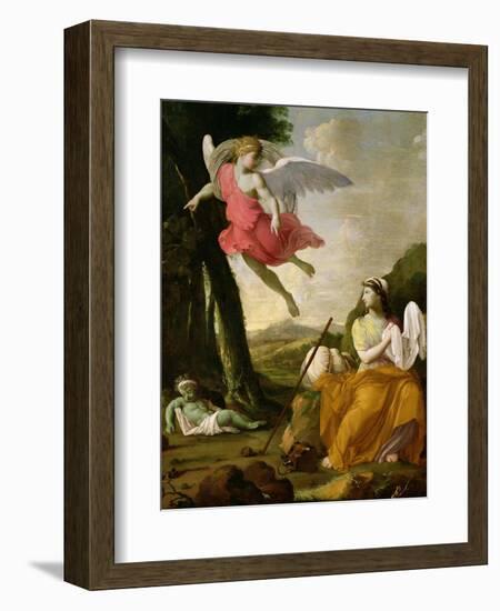 Hagar and Ishmael Rescued by the Angel, c.1648-Eustache Le Sueur-Framed Giclee Print