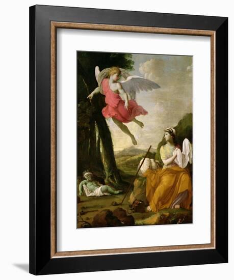 Hagar and Ishmael Rescued by the Angel, c.1648-Eustache Le Sueur-Framed Giclee Print