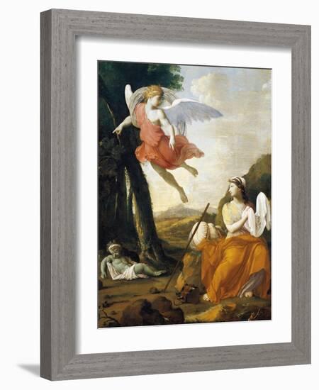 Hagar and Ishmael Saved by an Angel-Eustache Le Sueur-Framed Giclee Print