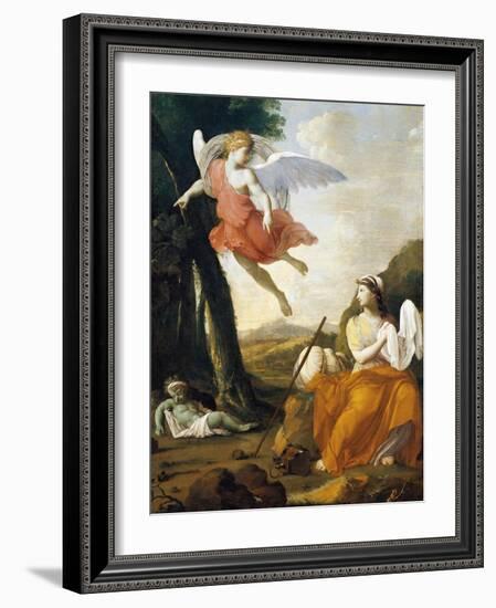 Hagar and Ishmael Saved by an Angel-Eustache Le Sueur-Framed Giclee Print