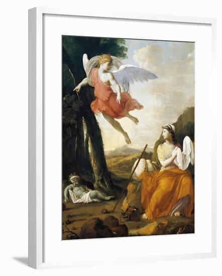 Hagar and Ishmael Saved by an Angel-Eustache Le Sueur-Framed Giclee Print