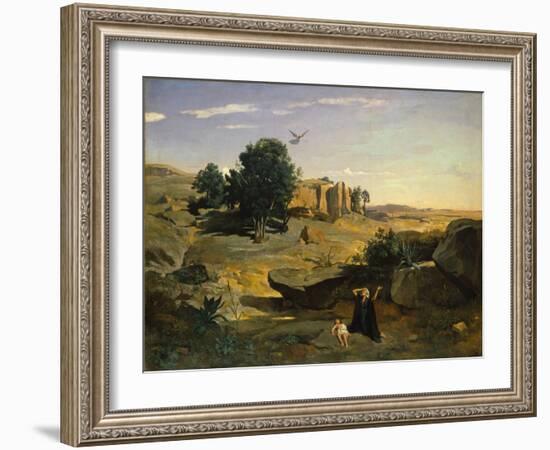Hagar in the Wilderness, 1835-Jean-Baptiste-Camille Corot-Framed Giclee Print