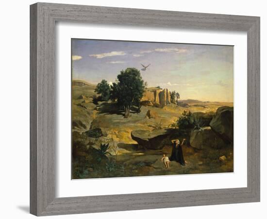 Hagar in the Wilderness, 1835-Jean-Baptiste-Camille Corot-Framed Giclee Print